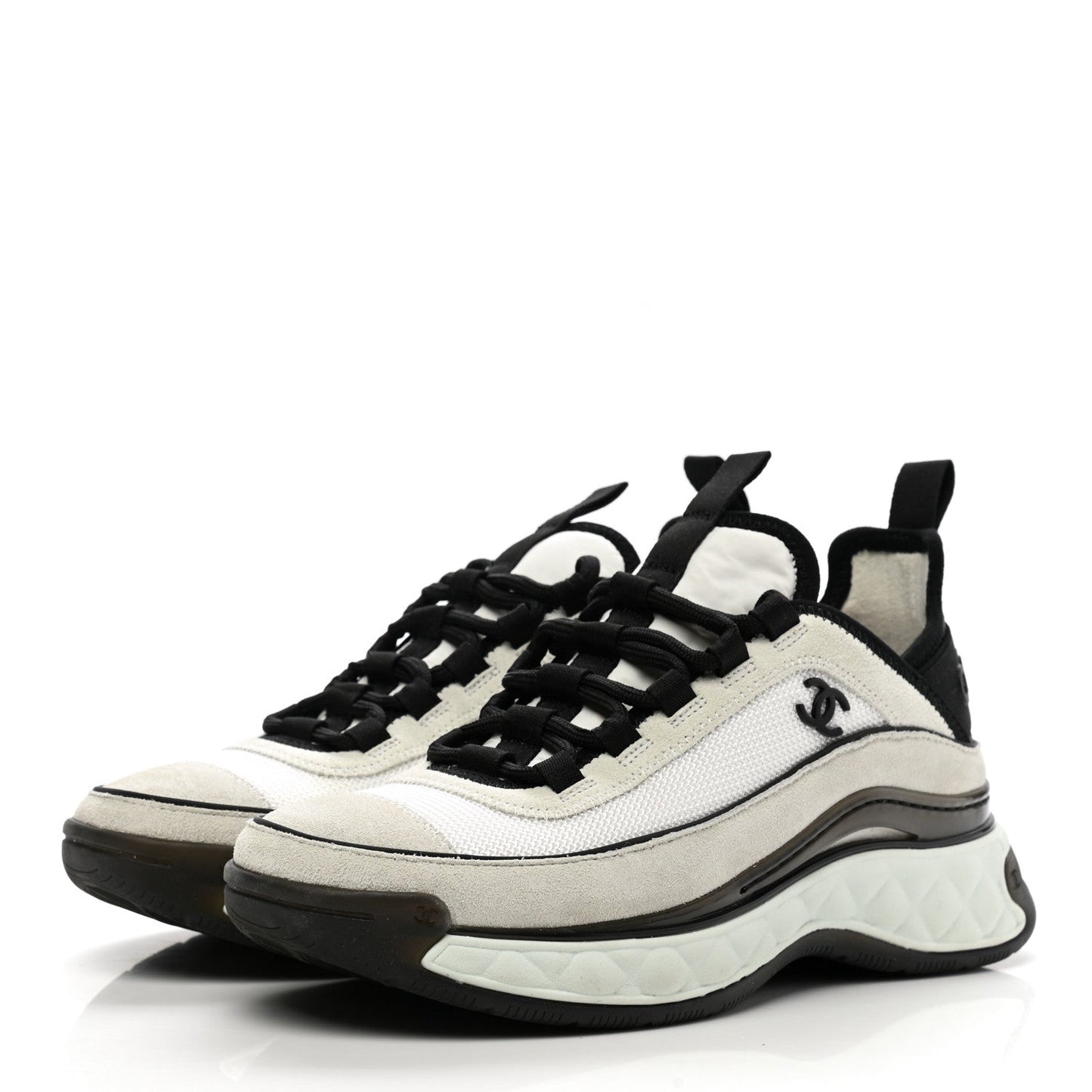 CHANEL FABRIC SUEDE CALFSKIN CC SNEAKERS