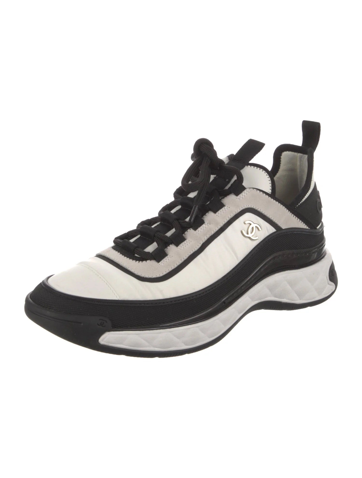 CHANEL FABRIC SUEDE CALFSKIN CC SNEAKERS