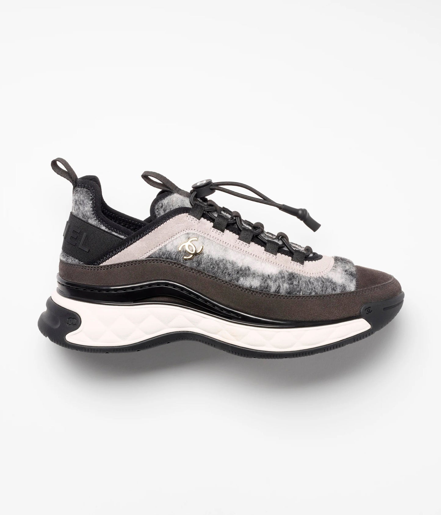 Chanel Mixed Fabric Suede Calfskin Low Top Sneakers for Women