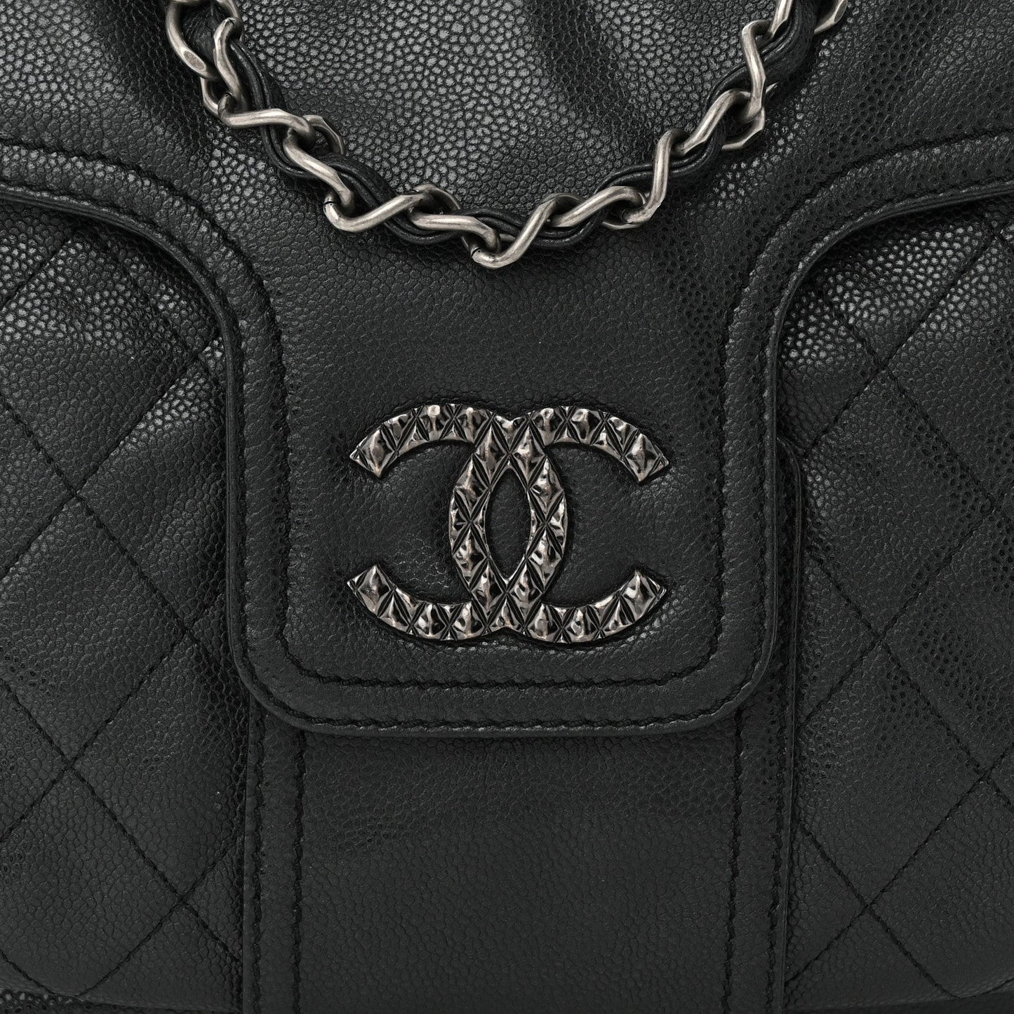 Chanel GLAZED CAVIAR COCO RIDER FLAP Shoulder Bag