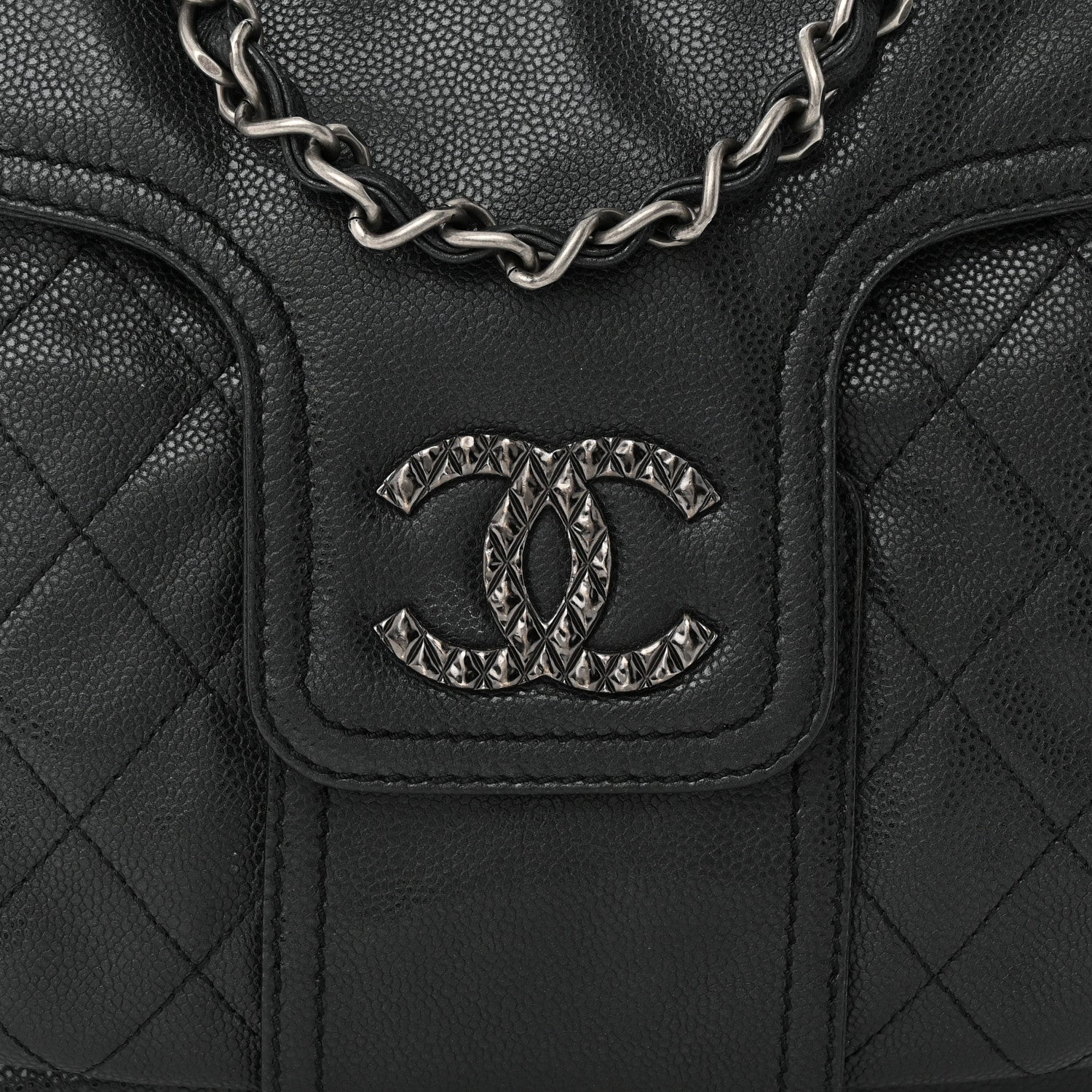 Chanel GLAZED CAVIAR COCO RIDER FLAP Shoulder Bag