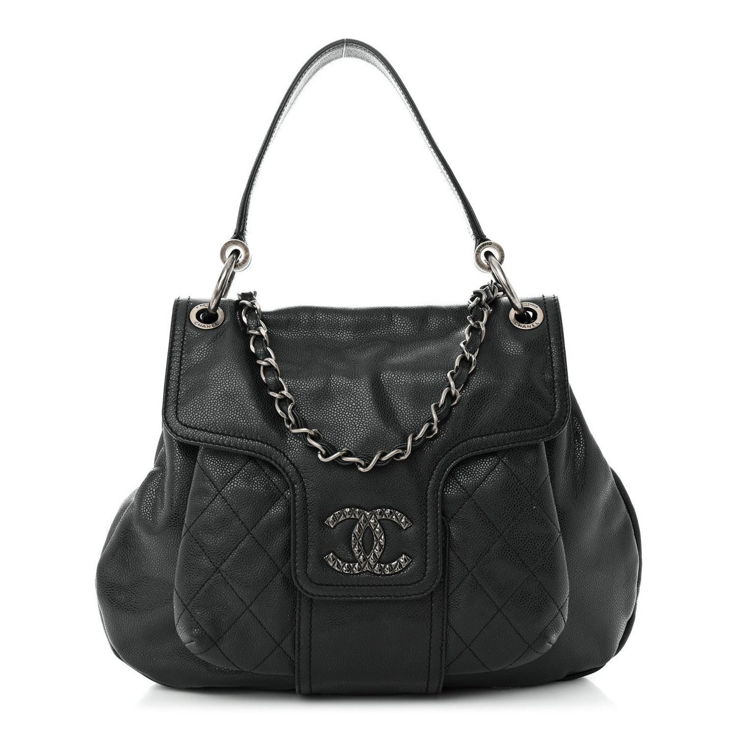 Chanel GLAZED CAVIAR COCO RIDER FLAP Shoulder Bag