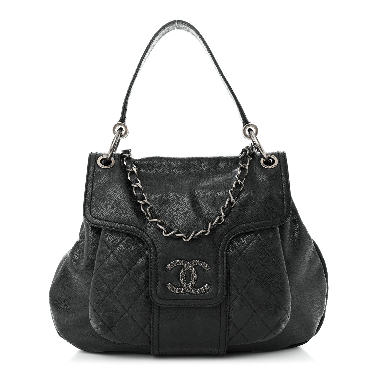 Chanel GLAZED CAVIAR COCO RIDER FLAP Shoulder Bag