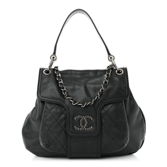 Chanel GLAZED CAVIAR COCO RIDER FLAP Shoulder Bag