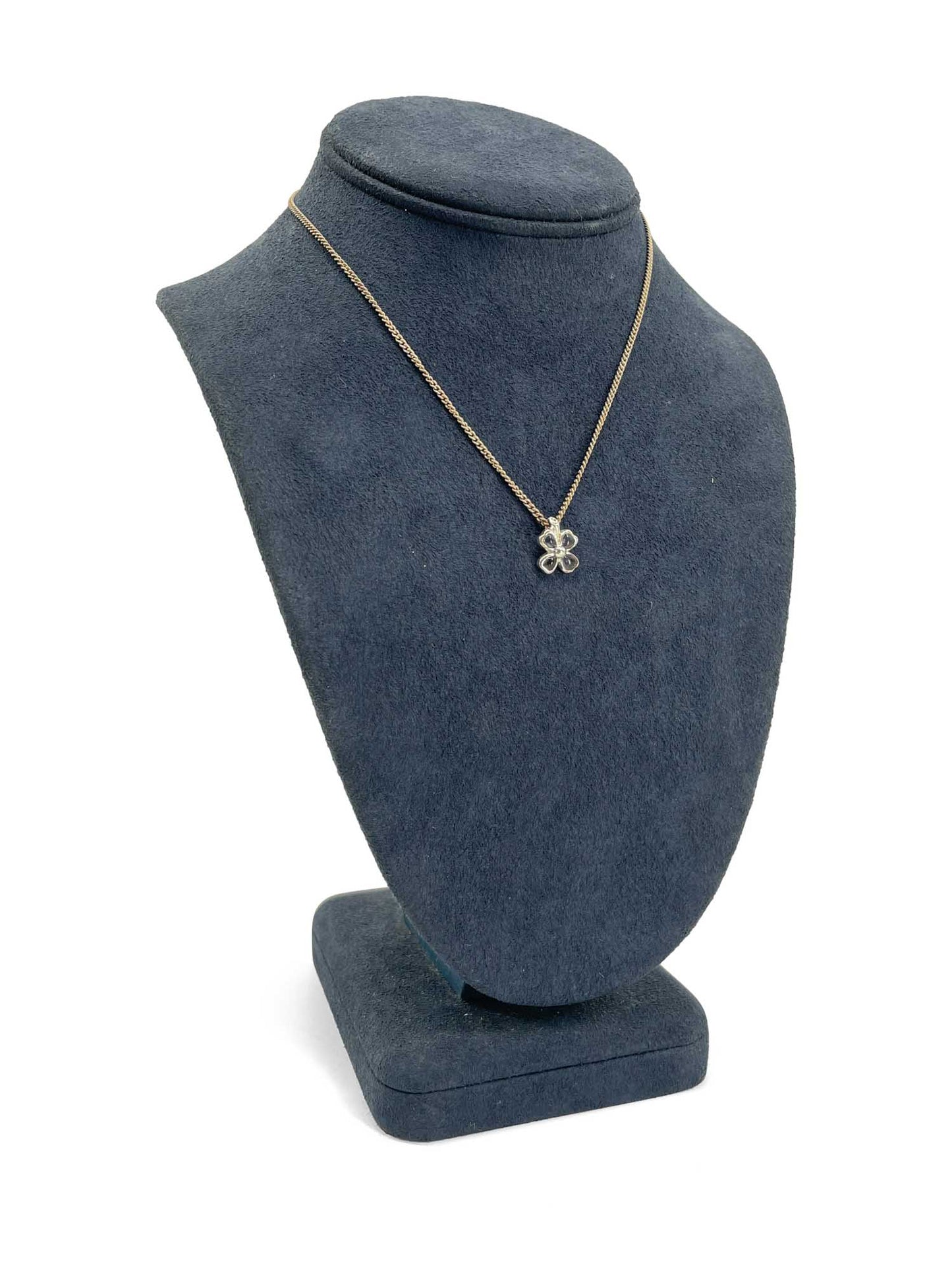 Chanel Good Luck Clover Choker Necklace Purple Stone Silver
