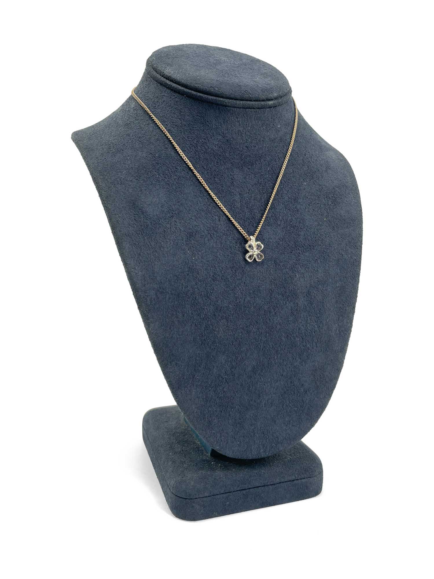 Chanel Good Luck Clover Choker Necklace Purple Stone Silver