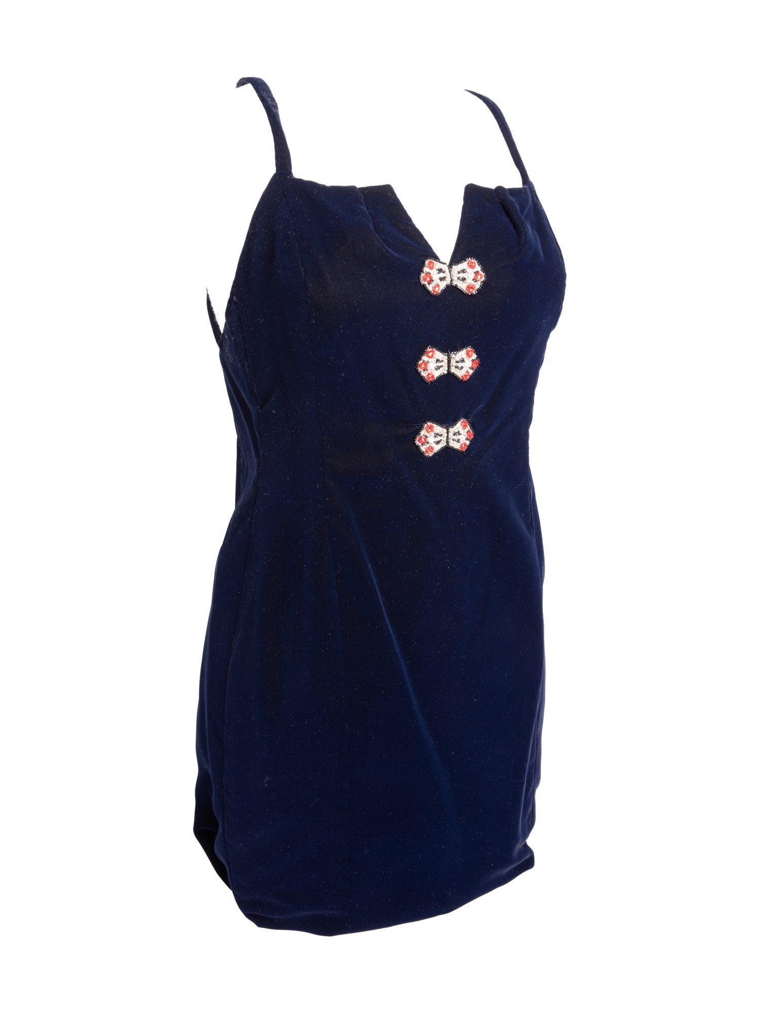 Chanel Haute Couture Velvet Swarovski Fitted Dress Blue