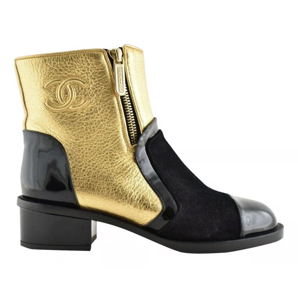 Chanel Interlocking CC Logo Ankle Boots for Women