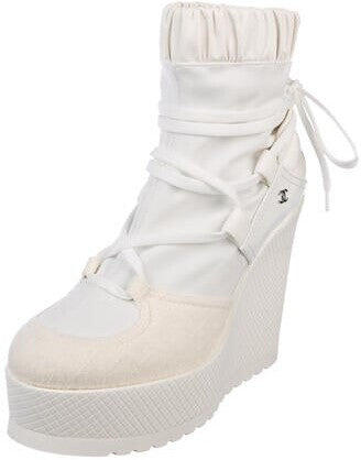 Chanel Interlocking CC Logo Lace Up Boots for Women