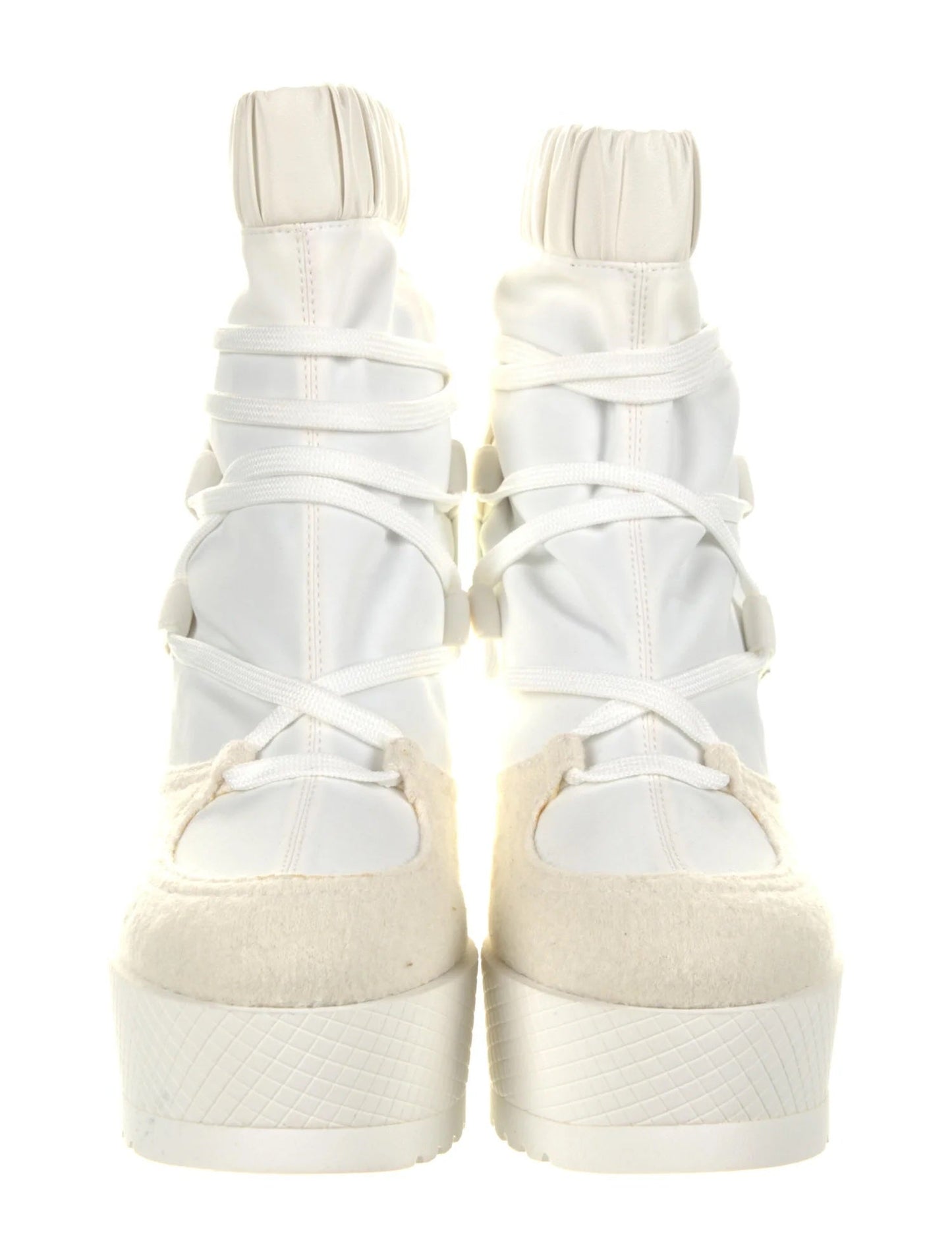 Chanel Interlocking CC Logo Lace Up Boots for Women