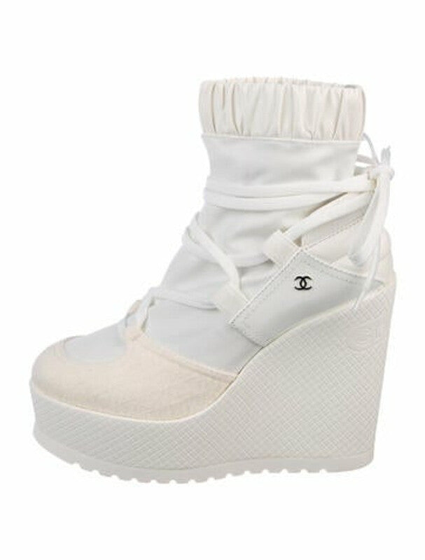 Chanel Interlocking CC Logo Lace Up Boots for Women