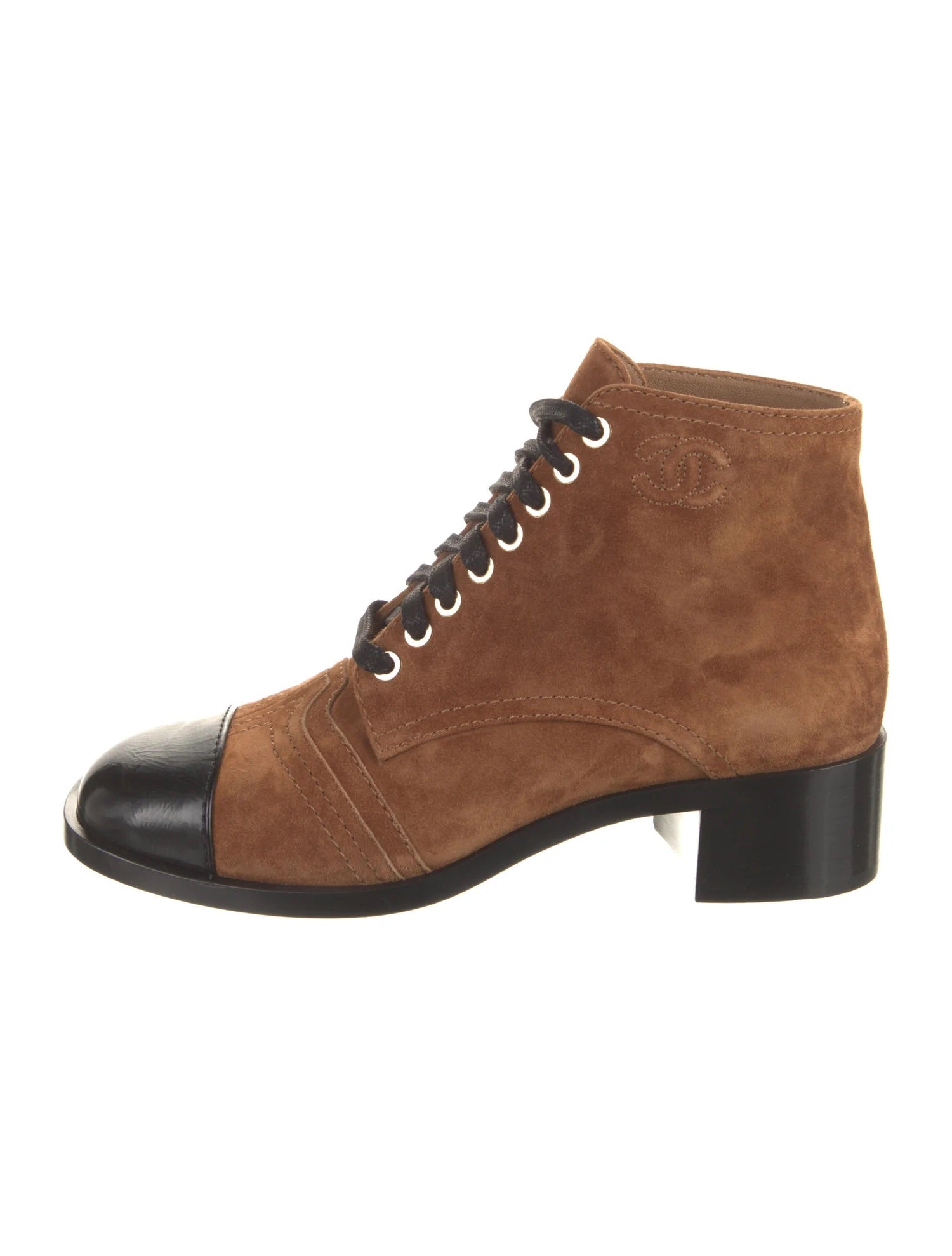 Chanel Interlocking CC Logo Lace Up Boots for Women