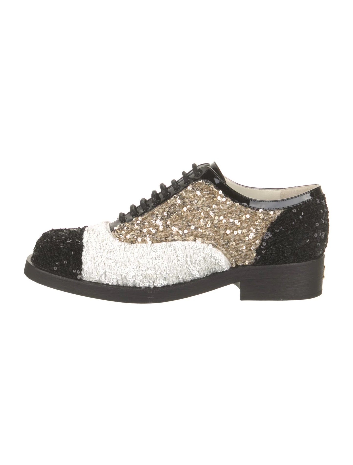 Chanel Interlocking CC Logo Sequin Embellished Oxfords Women Shoes