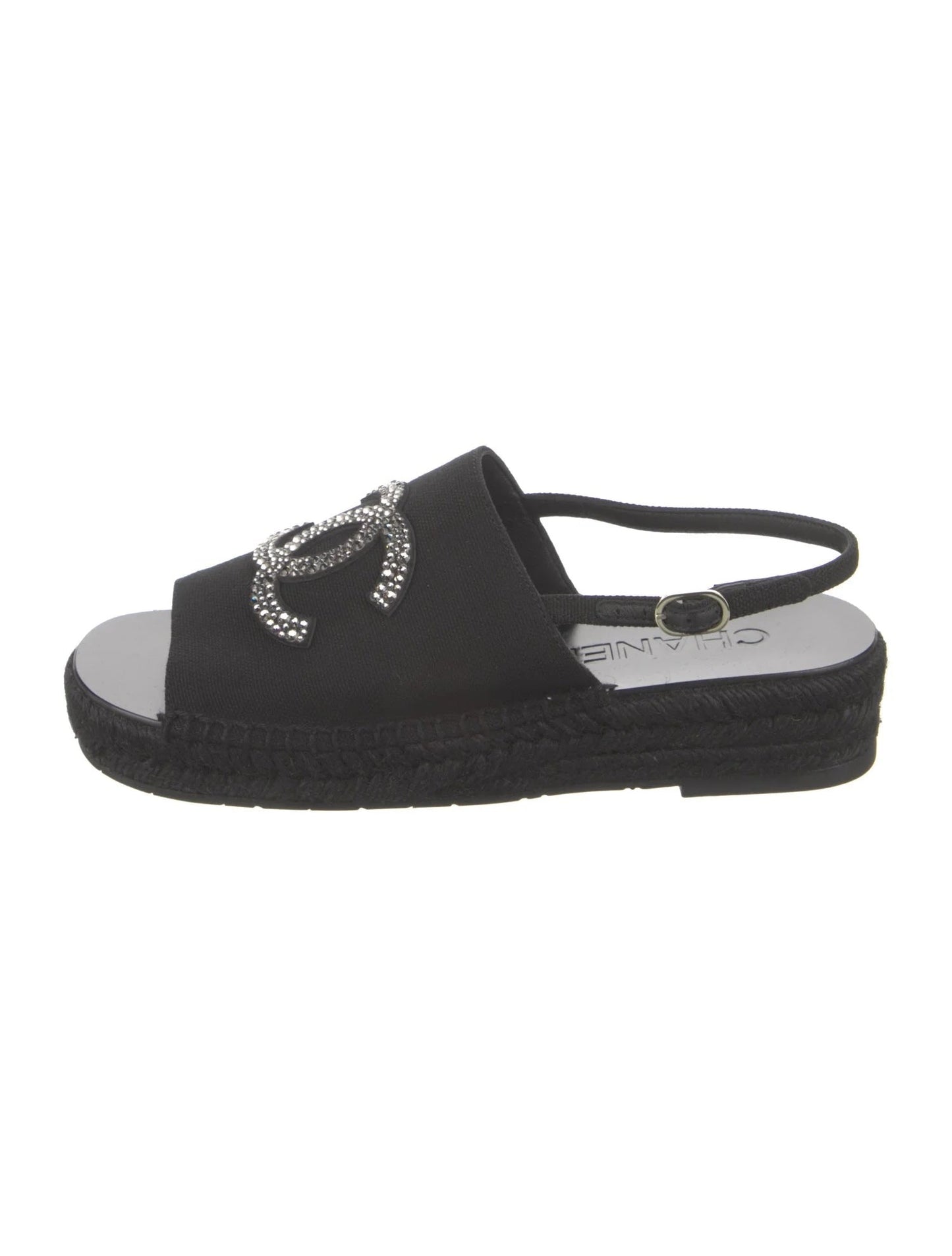 CHANEL INTERLOCKING CC LOGO SLINGBACK SANDALS