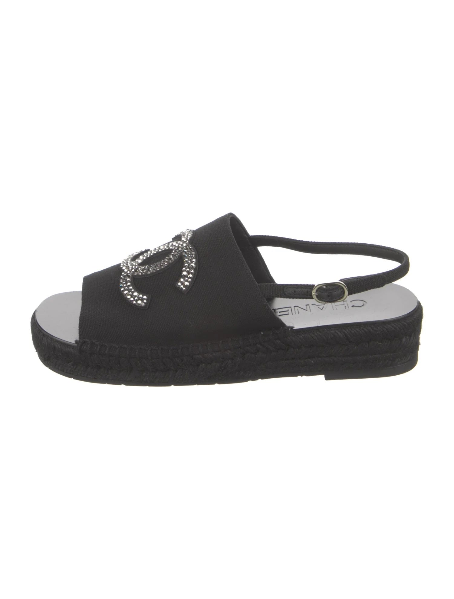 CHANEL INTERLOCKING CC LOGO SLINGBACK SANDALS