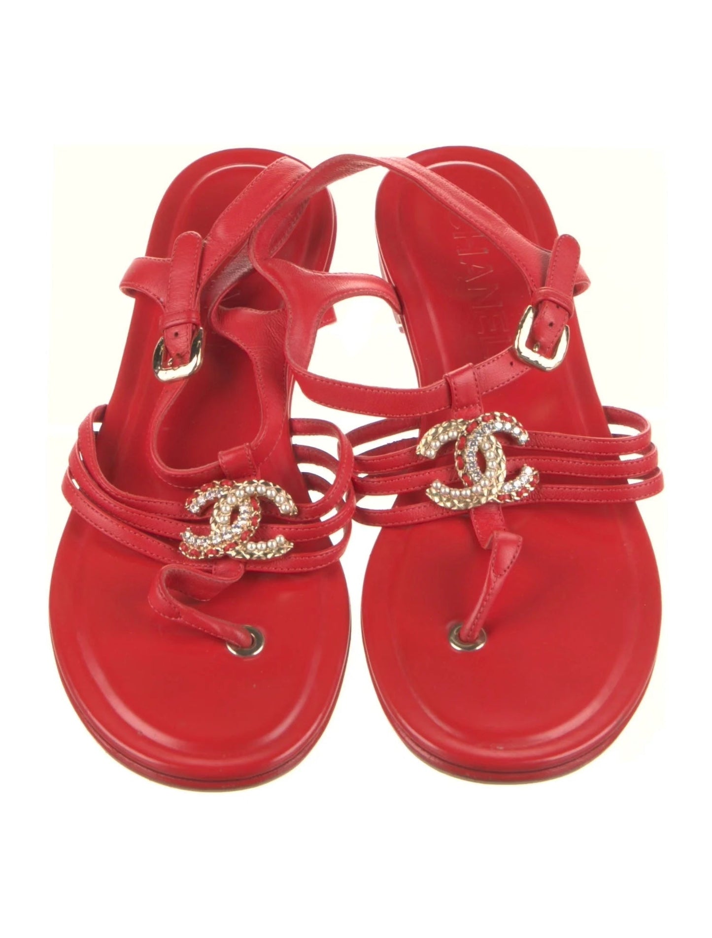 Chanel Interlocking CC Logo T Strap Sandals for Women