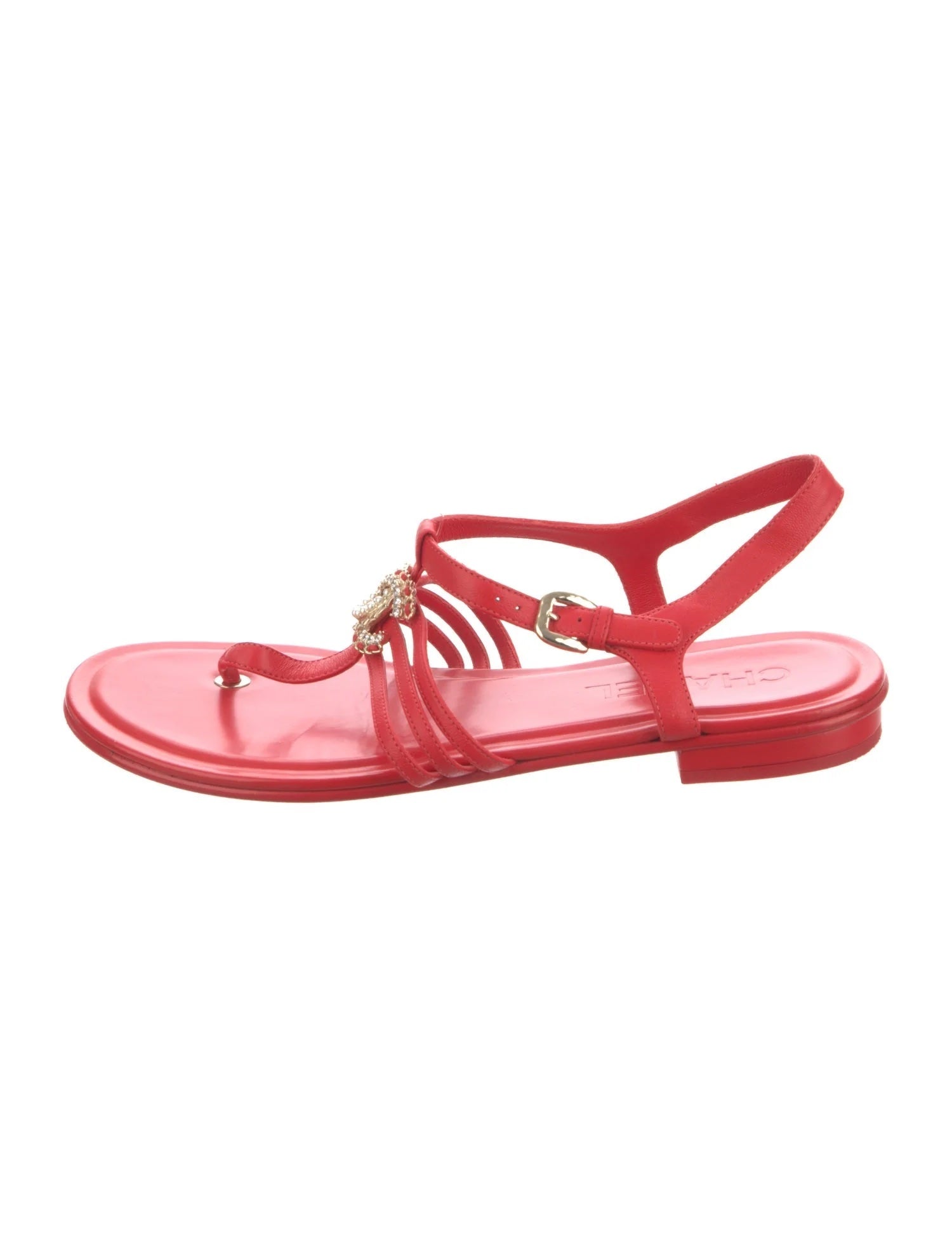 Chanel Interlocking CC Logo T Strap Sandals for Women
