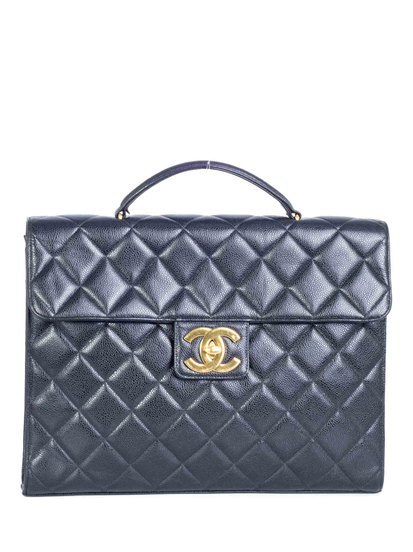 Chanel Jumbo CC Logo K Gold Plated Quilted Caviar Leather Flap Bag Black