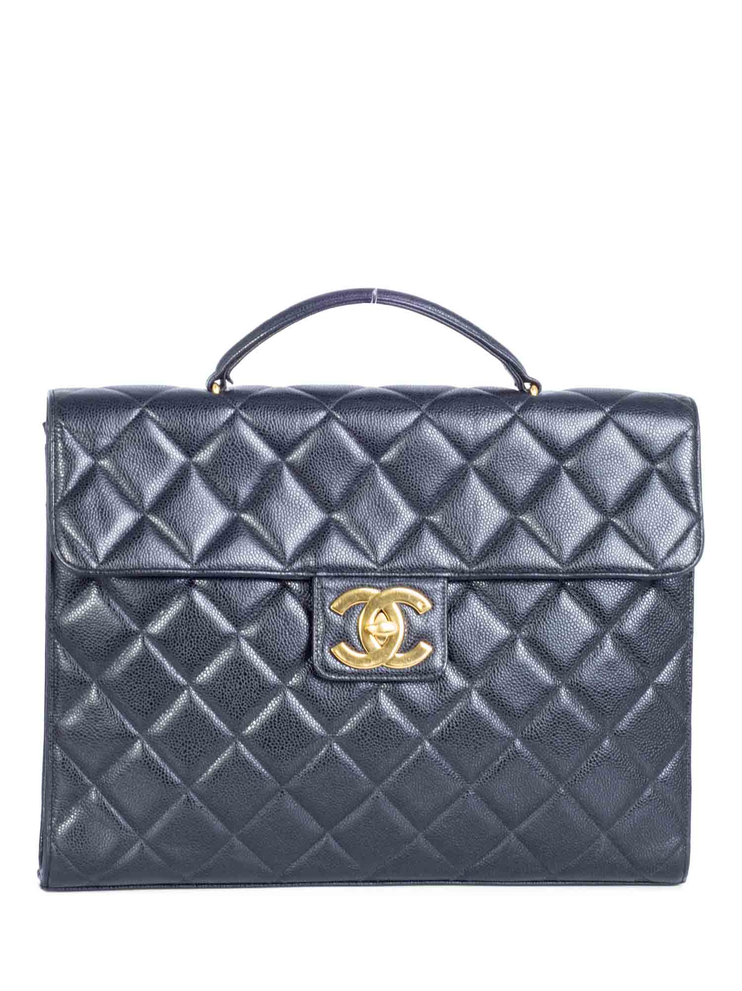 Chanel Jumbo CC Logo K Gold Plated Quilted Caviar Leather Flap Bag Black