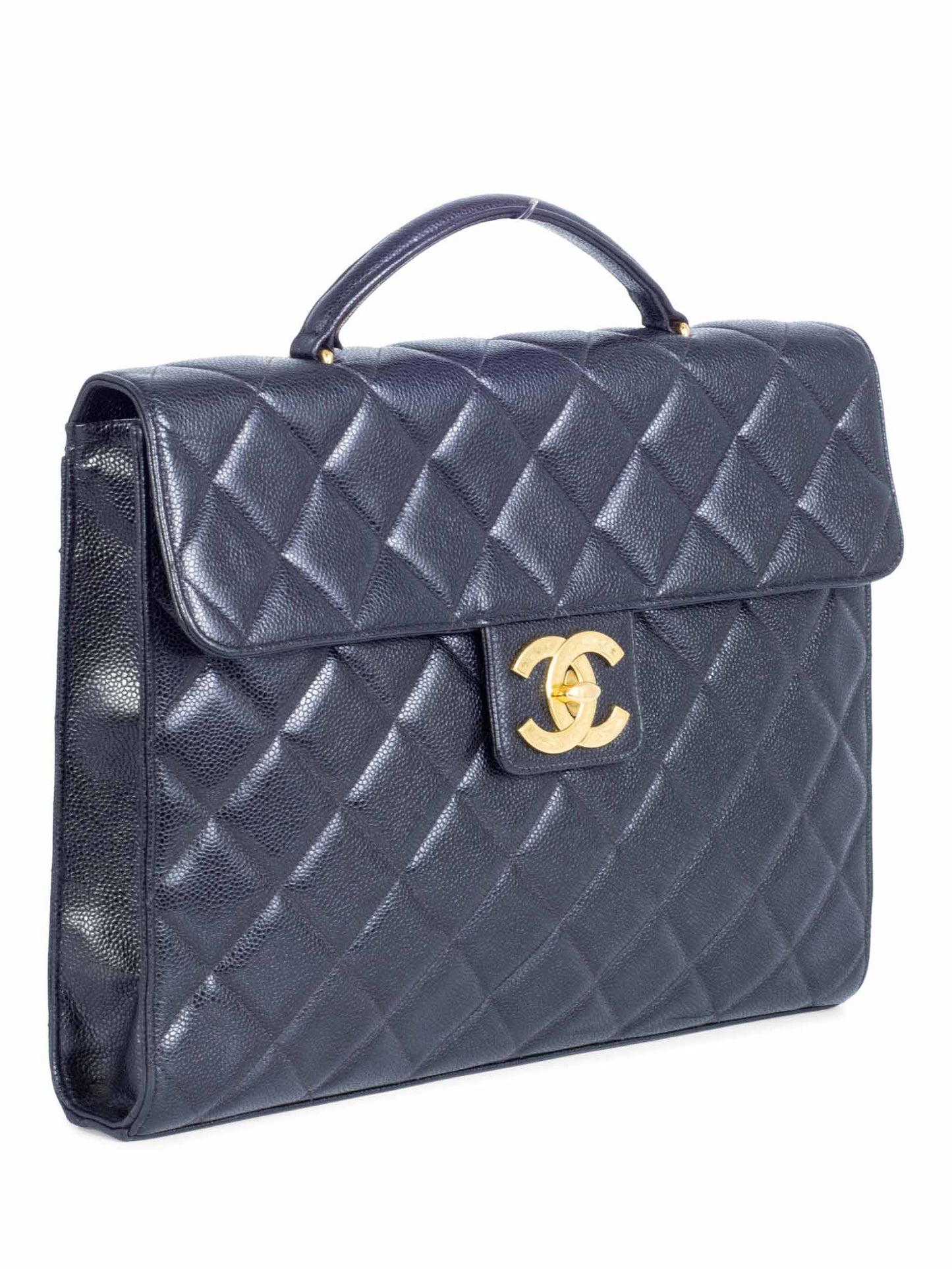 Chanel Jumbo CC Logo K Gold Plated Quilted Caviar Leather Flap Bag Black