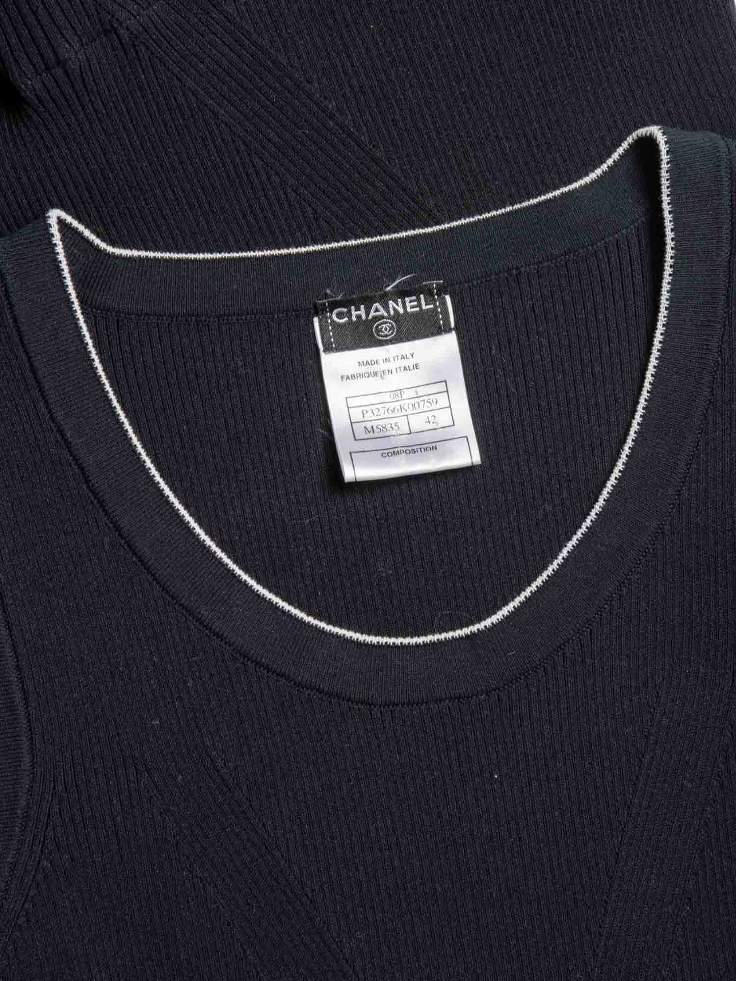 Chanel Knitted CC Logo Ruffled Mini Dress Navy Blue