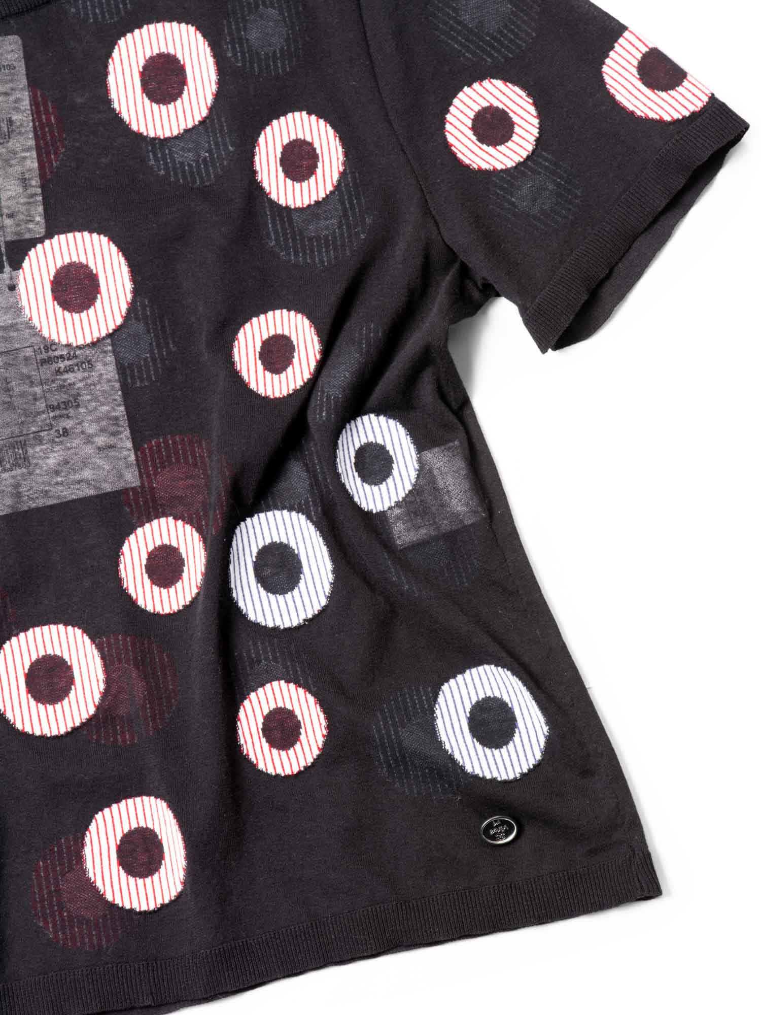 Chanel La Pausa C Cotton Polka Dot Striped Top Black