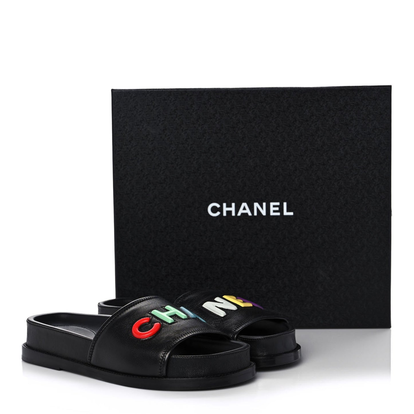 Chanel Lambskin Cha Nel Sandlas Mules for Women