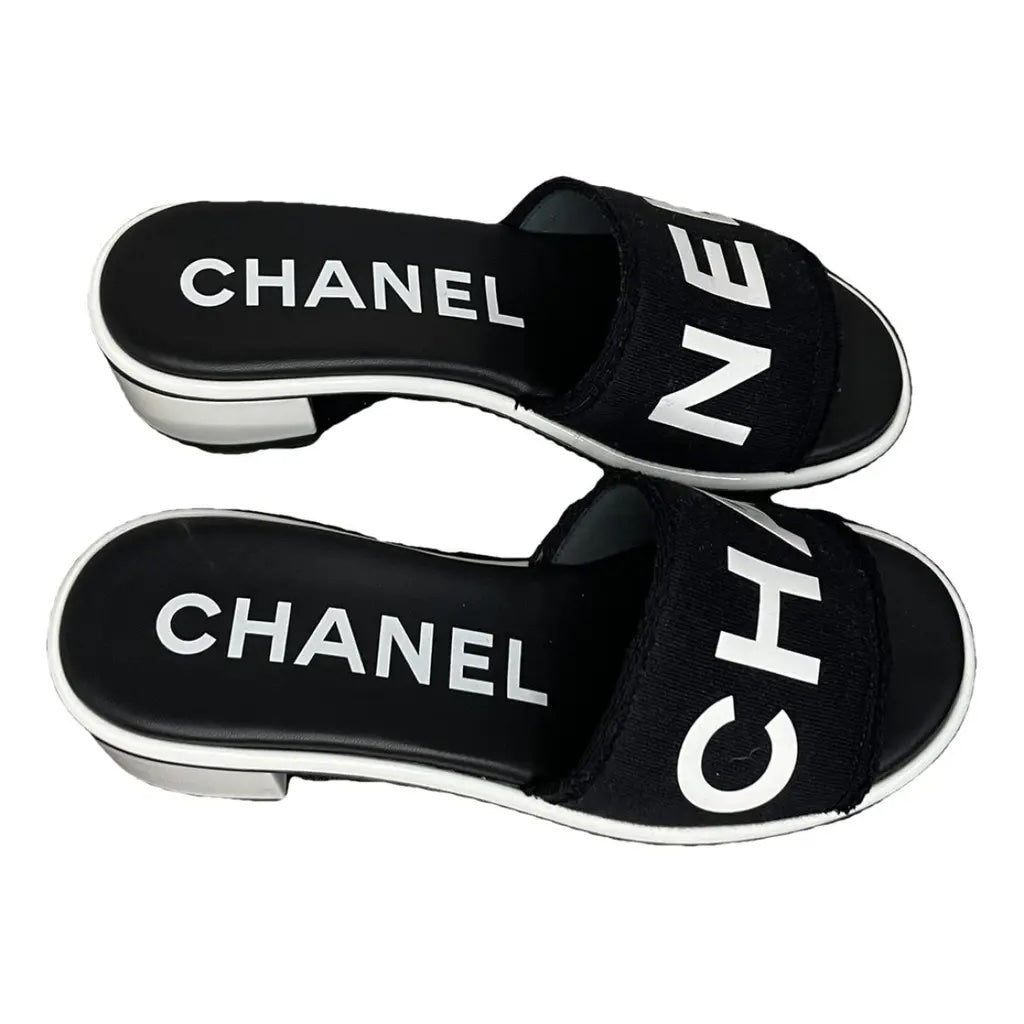 Chanel Lambskin Cha Nel Sandlas Mules for Women