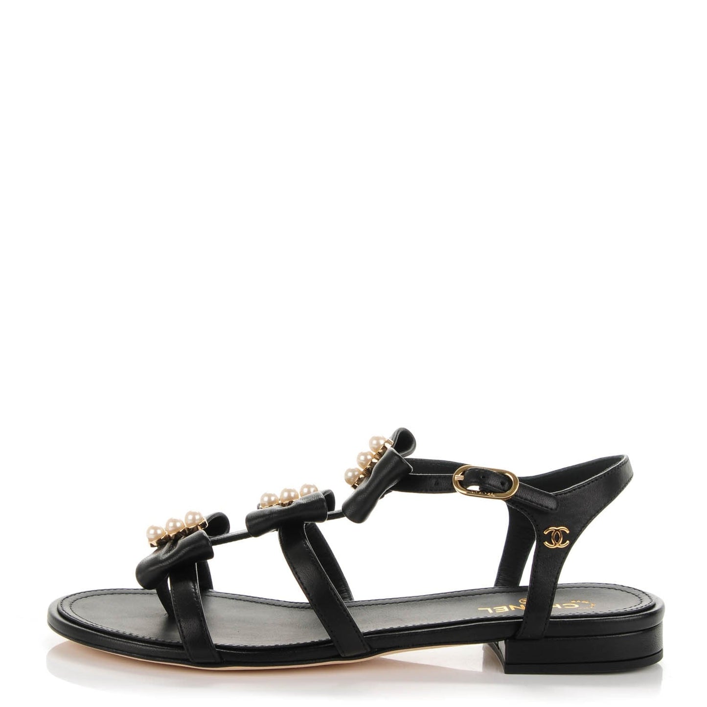 Chanel CC Pearl Bow Gladiator Sandals for Women