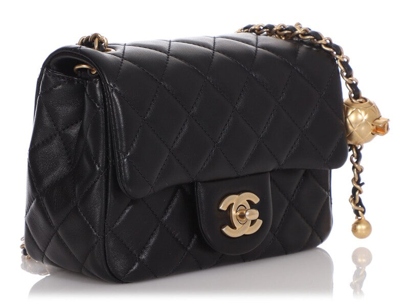 Chanel Lambskin Leather Mini Pearl Crush Square Flap Women Shoes
