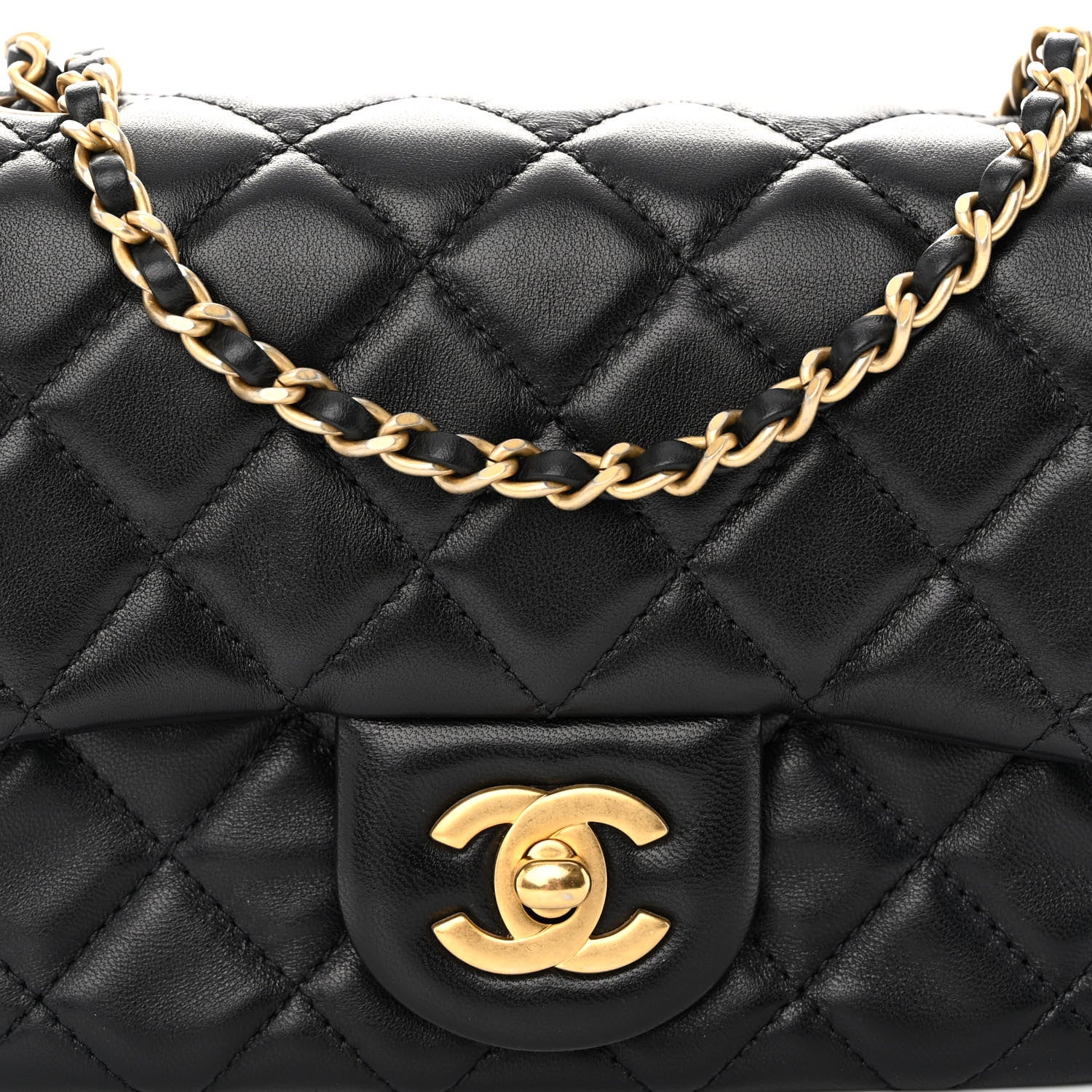 Chanel Lambskin Leather Mini Pearl Crush Square Flap Women Shoes