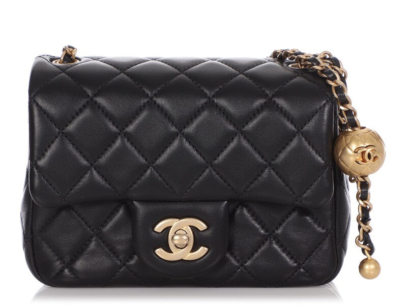 Chanel Lambskin Leather Mini Pearl Crush Square Flap Women Shoes