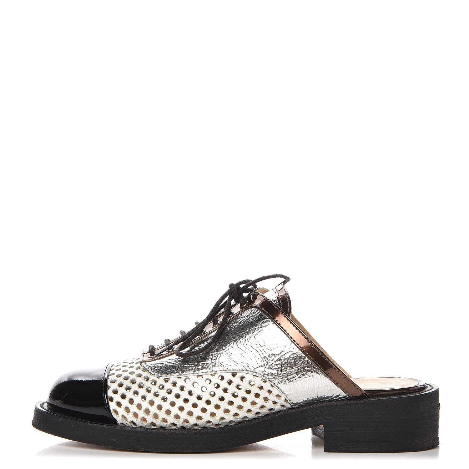 Chanel Perforated Lambskin Leather Lace-Up Mules Bag
