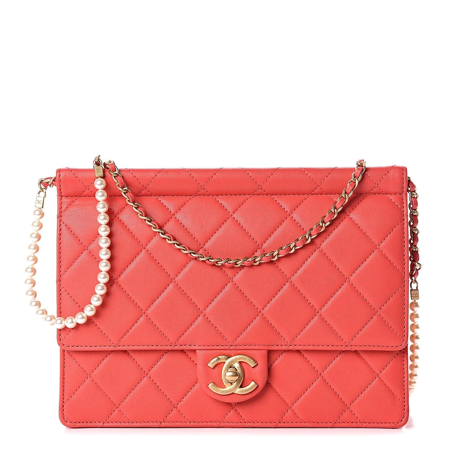 Chanel QUILTED LAMBSKIN PEARL FLAP Shoulder Bag