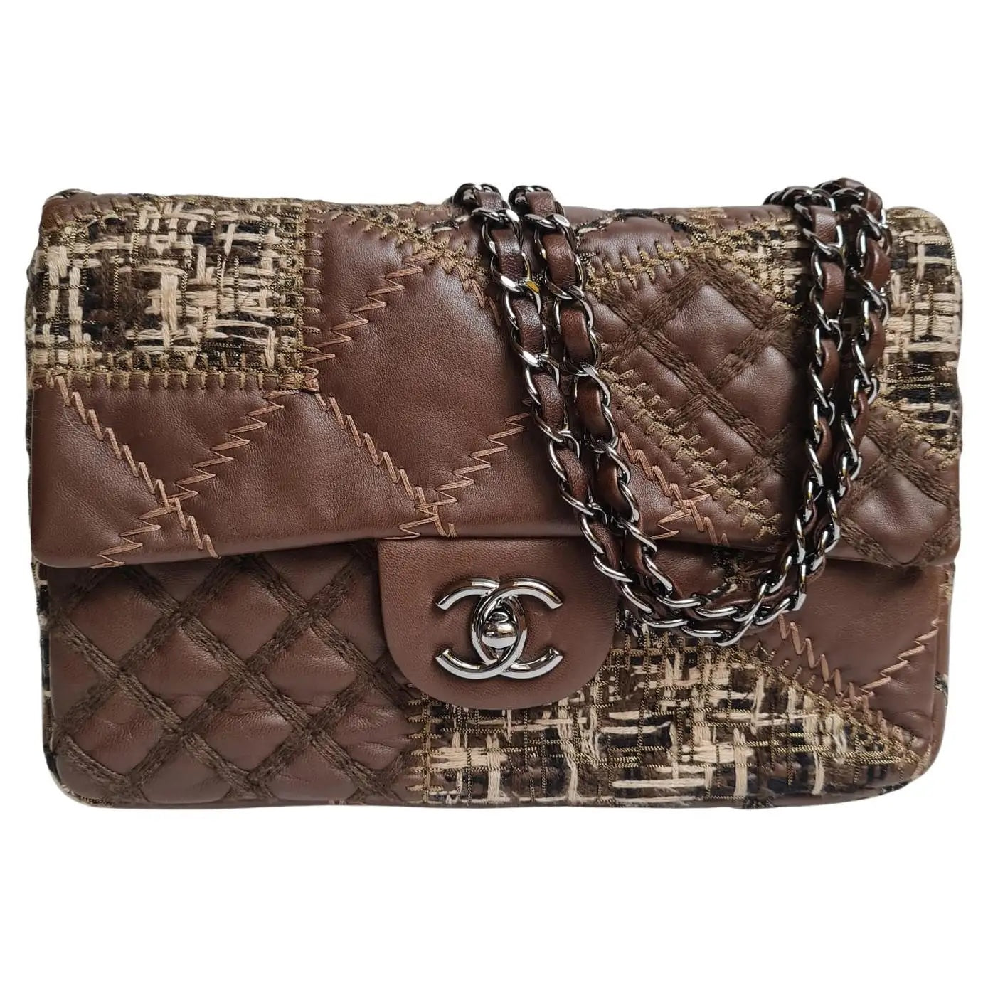 Chanel LAMBSKIN PATCH STITCHED QUILTED FLAP Shoulder Bag