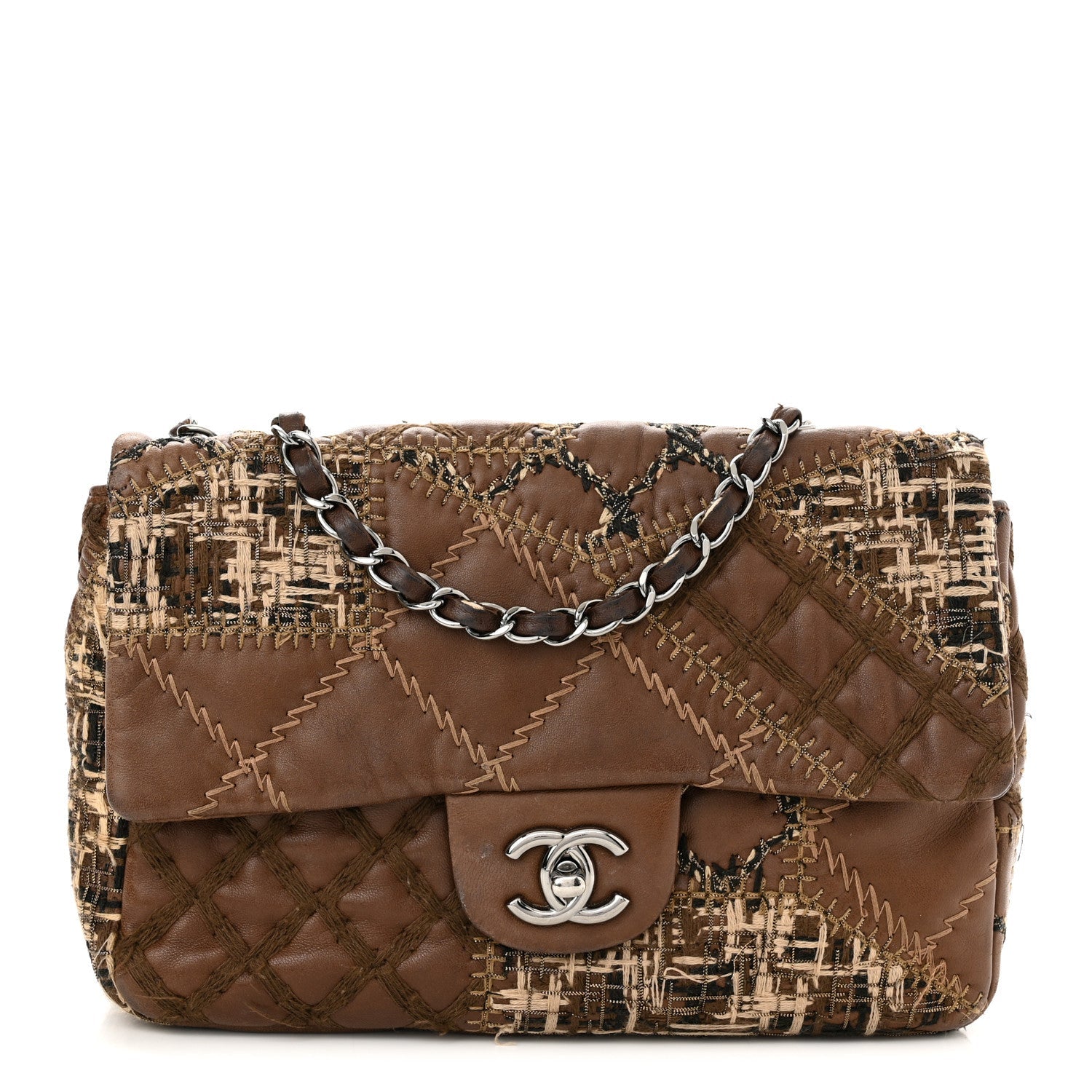 Chanel LAMBSKIN PATCH STITCHED QUILTED FLAP Shoulder Bag