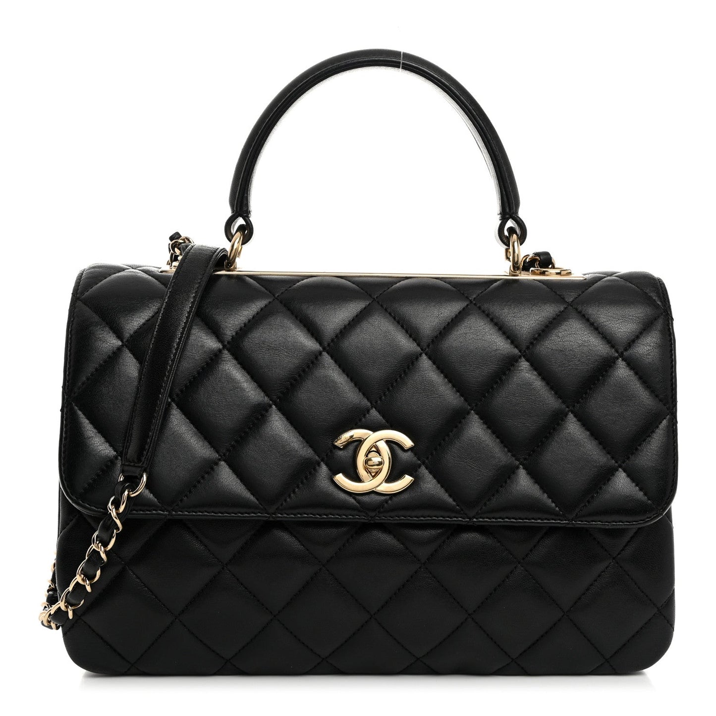 Chanel QUILTED LAMBSKIN TRENDY CC HANDLE FLAP Shoulder Bag