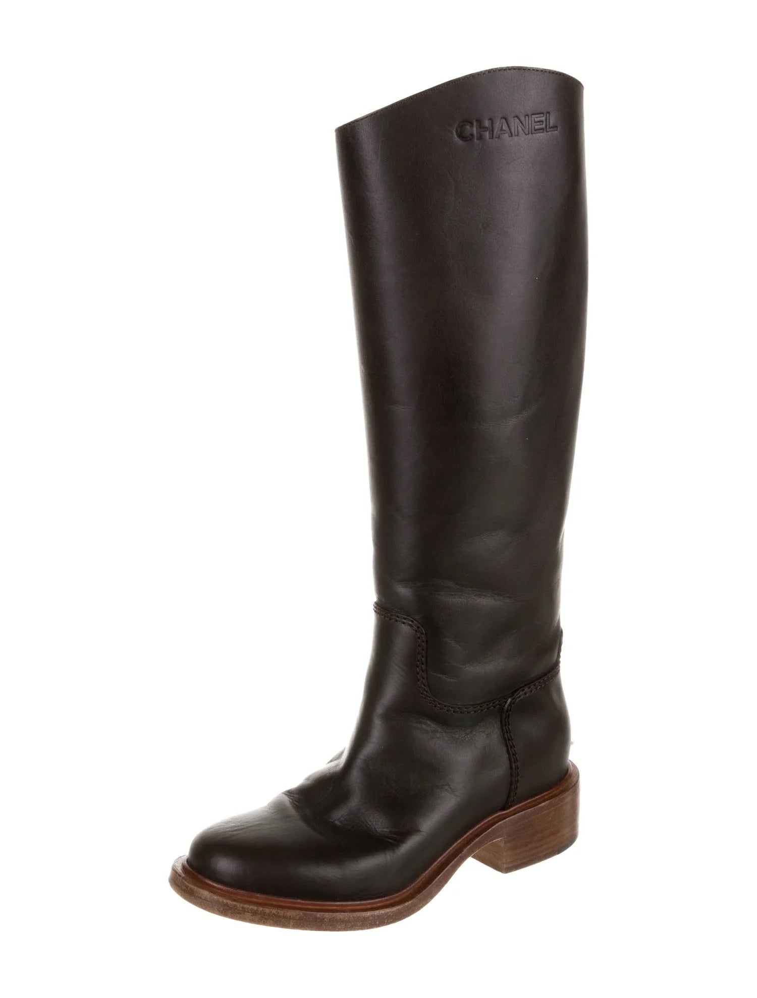 Chanel Calfskin Leather Tall Riding Boots for Women
