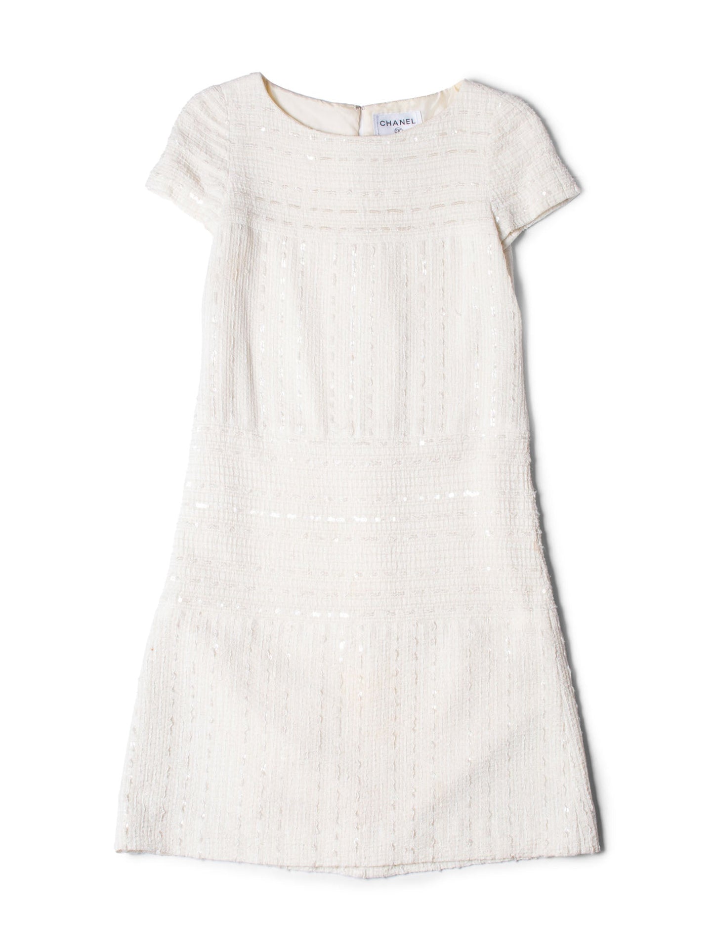 Chanel Lesage Tweed Sequin Midi Dress Ivory