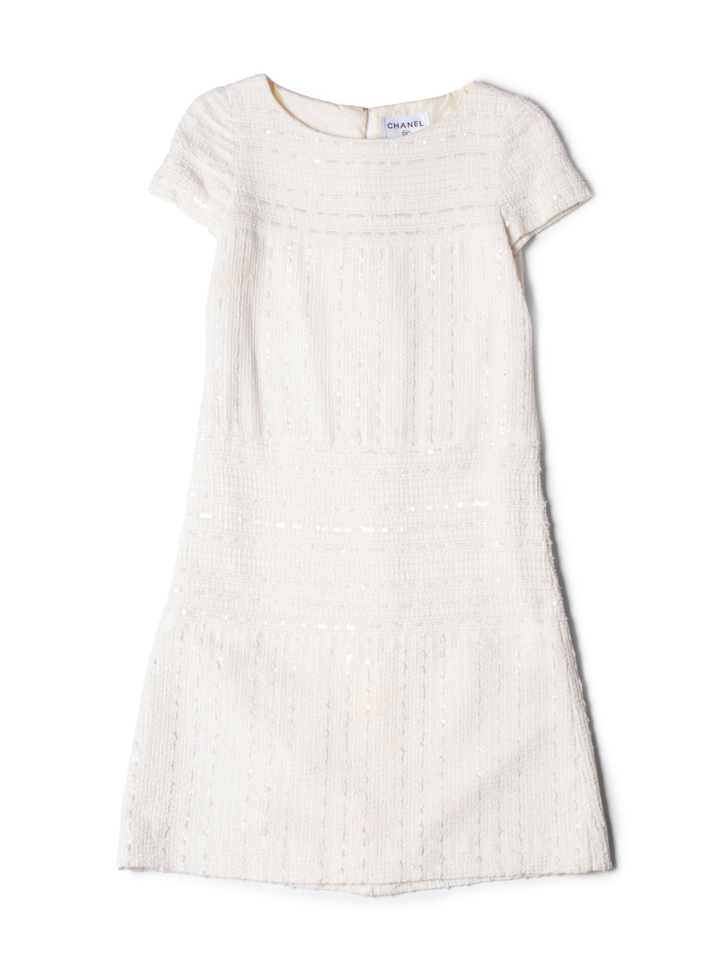 Chanel Lesage Tweed Sequin Midi Dress Ivory