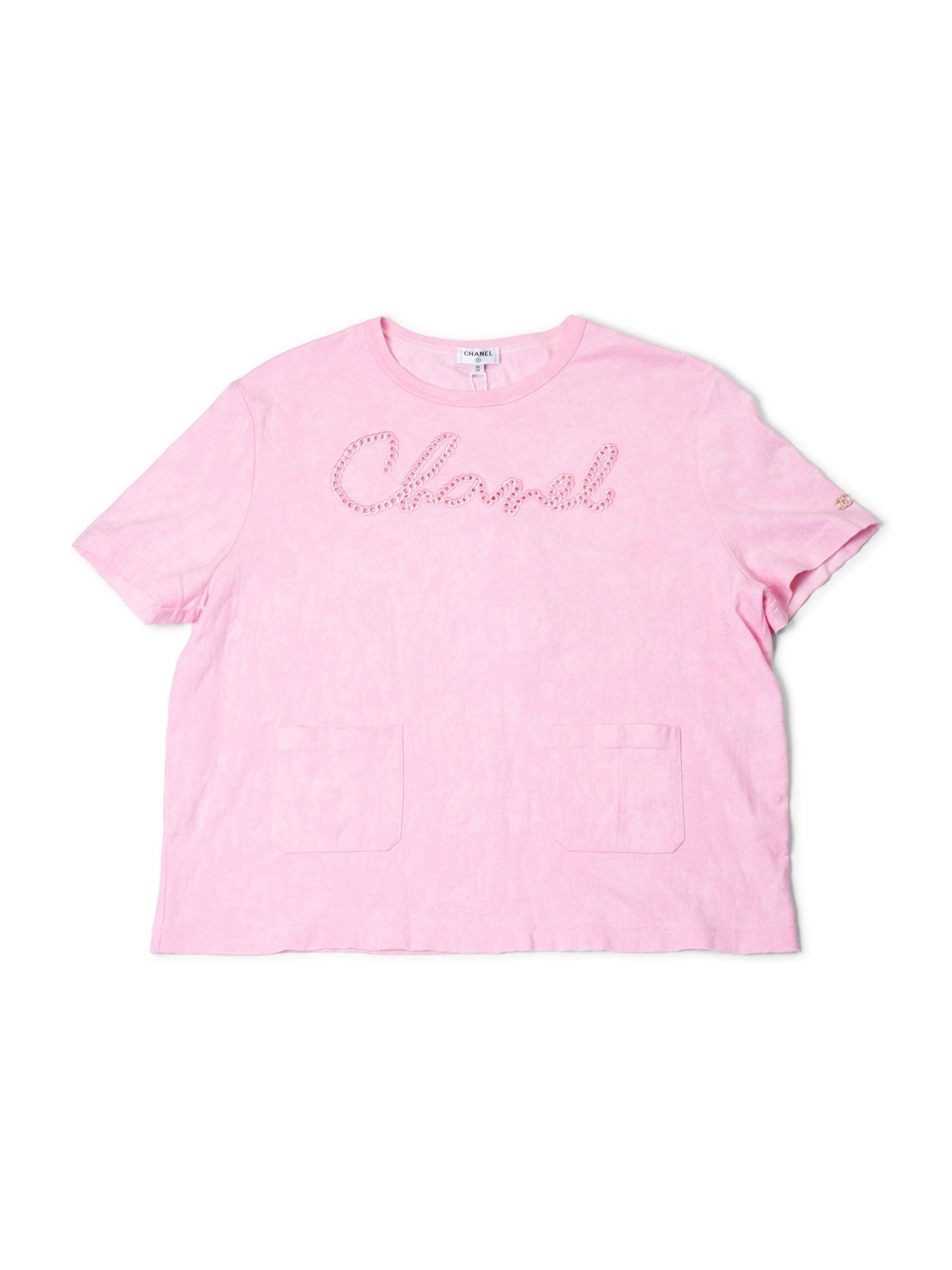Chanel Logo Cotton Embroidered Tie-Dye T-Shirt Pink