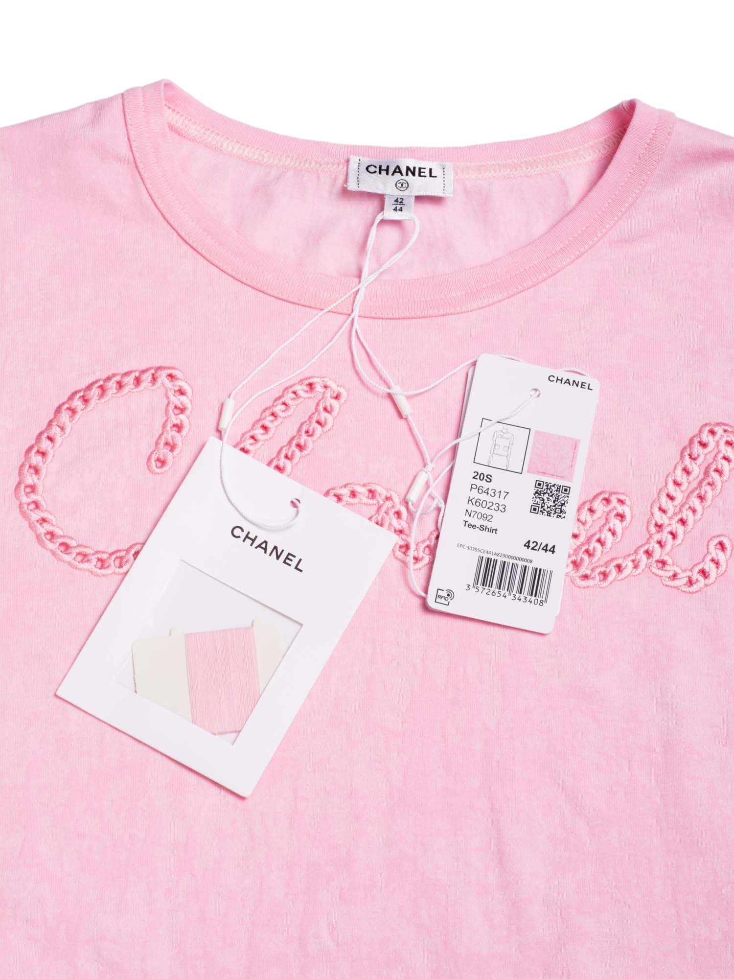 Chanel Logo Cotton Embroidered Tie-Dye T-Shirt Pink