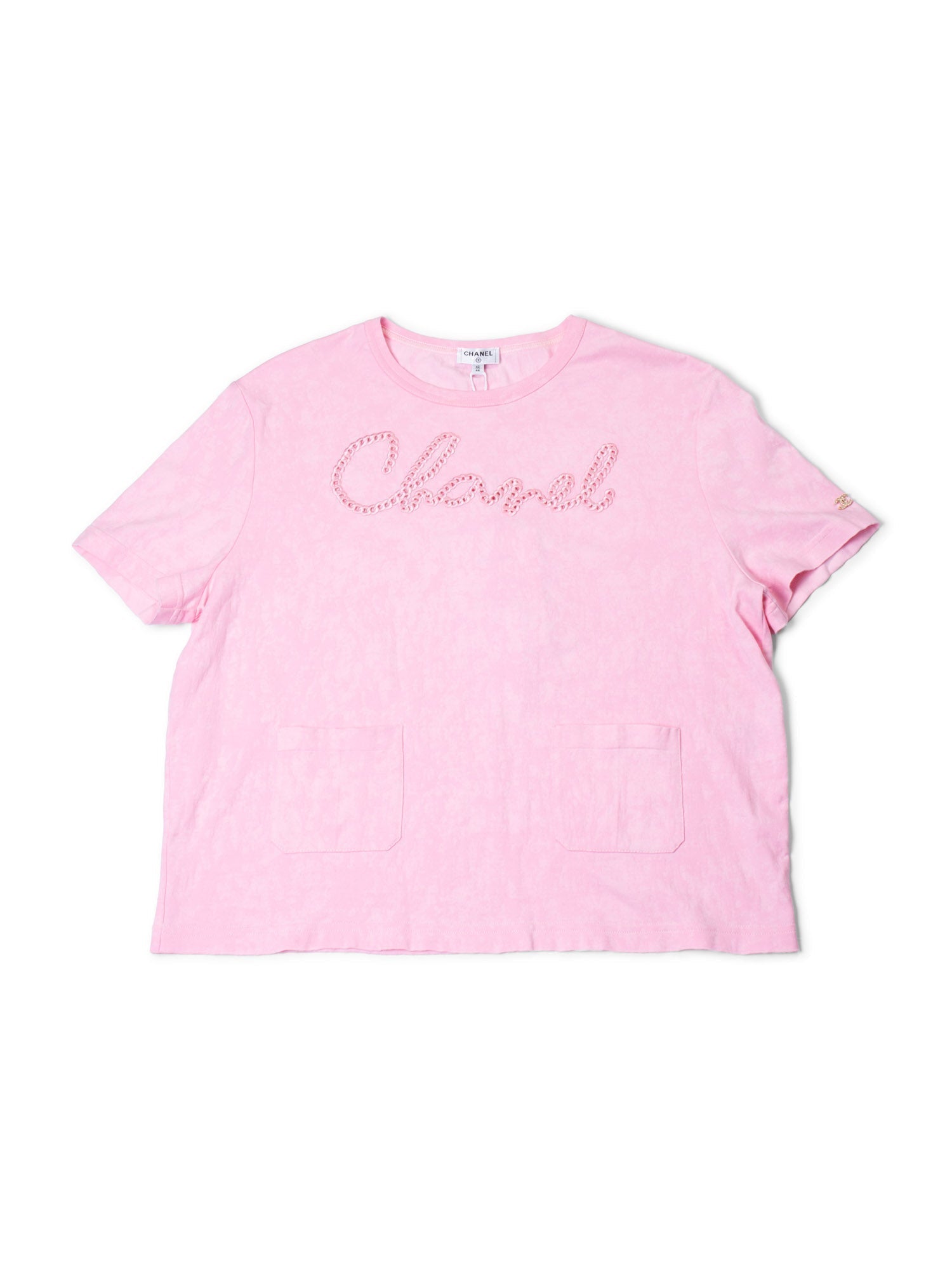 Chanel Logo Cotton Embroidered Tie-Dye T-Shirt Pink