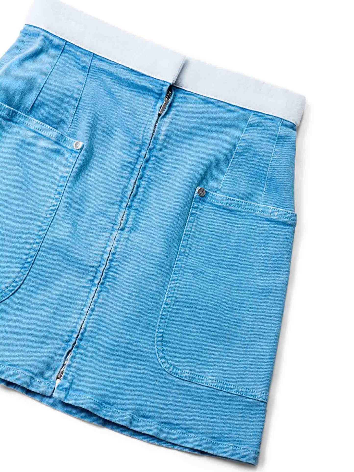 Chanel Logo Denim Mini Skirt Blue