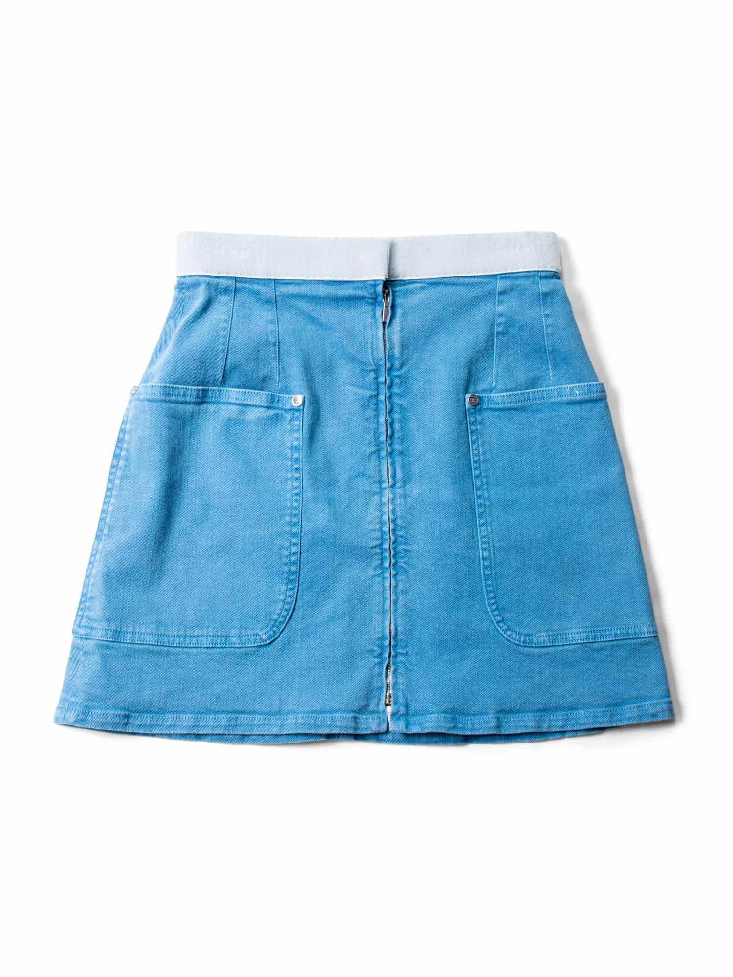Chanel Logo Denim Mini Skirt Blue