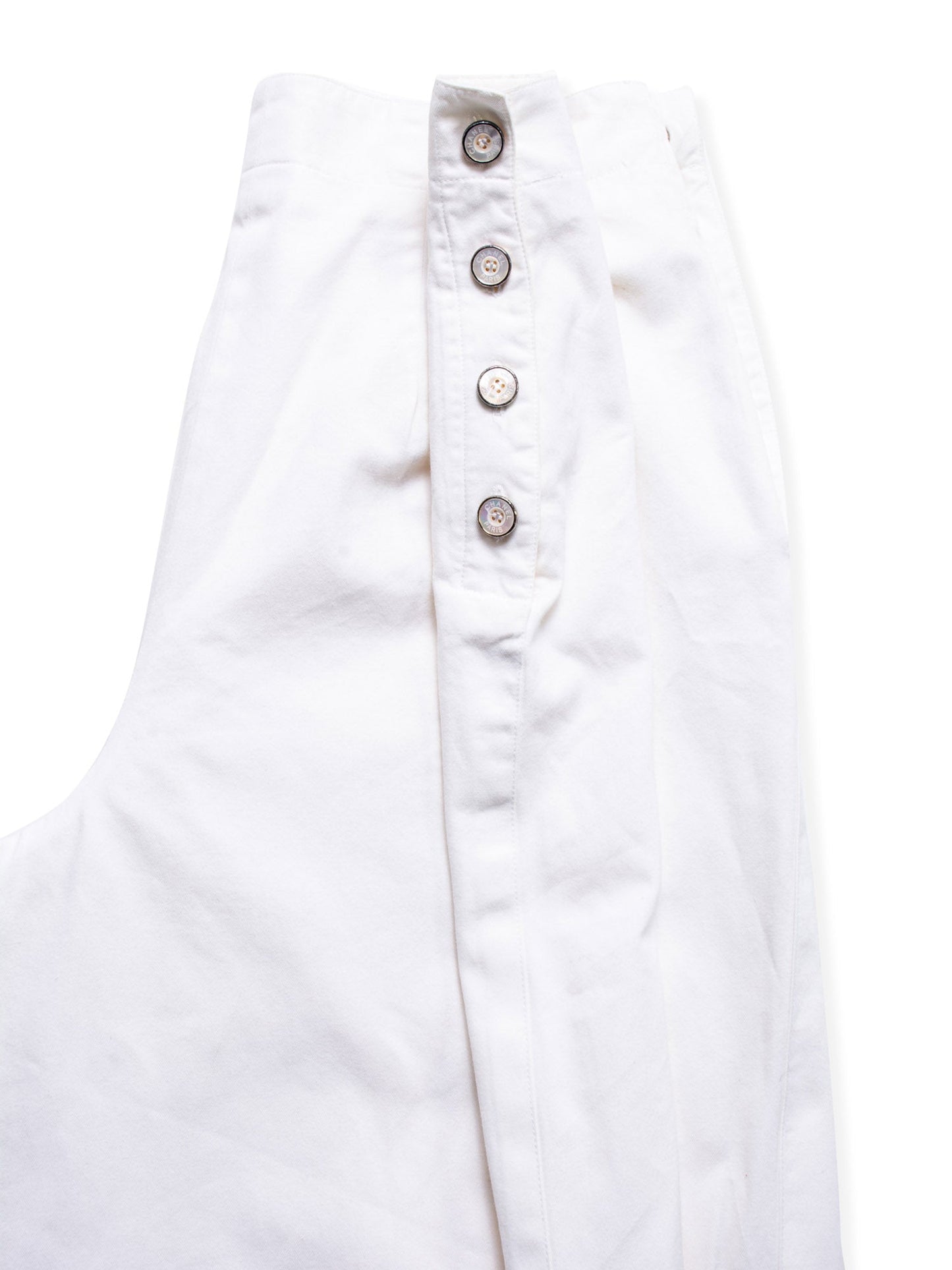 Chanel Logo High Wasted Wide Sailor Pants White