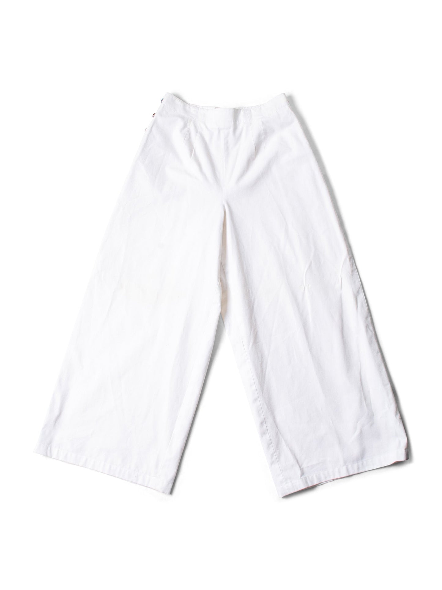 Chanel Logo High Wasted Wide Sailor Pants White
