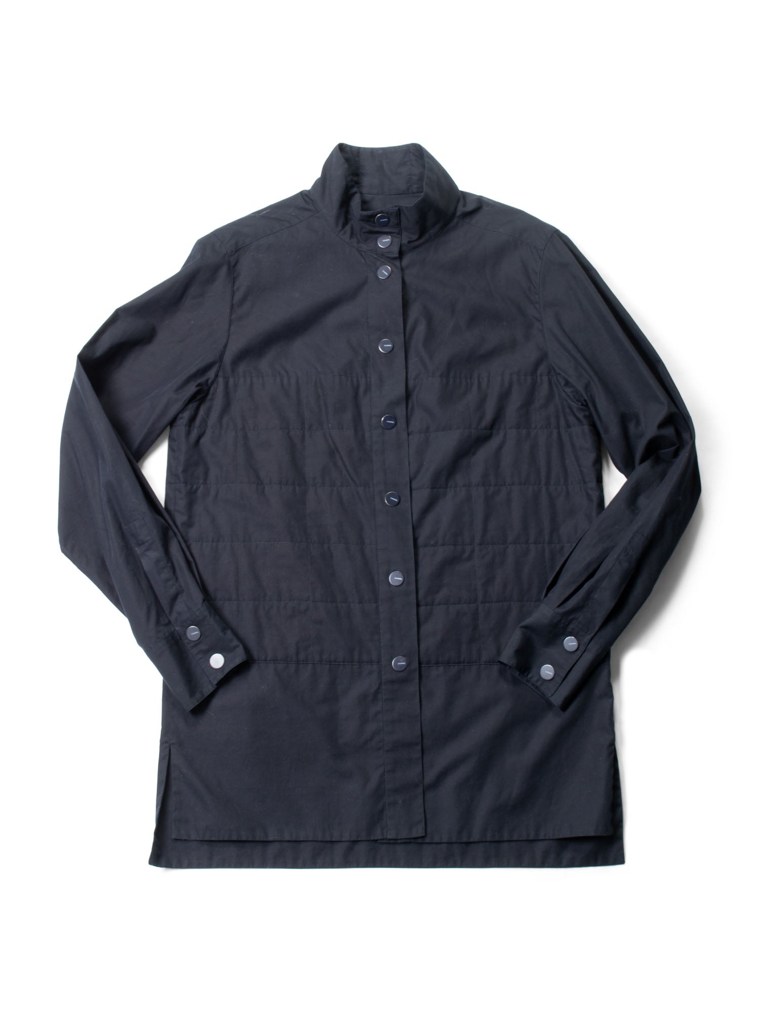 Chanel Logo Quilted Cotton Button Up Jacket Black