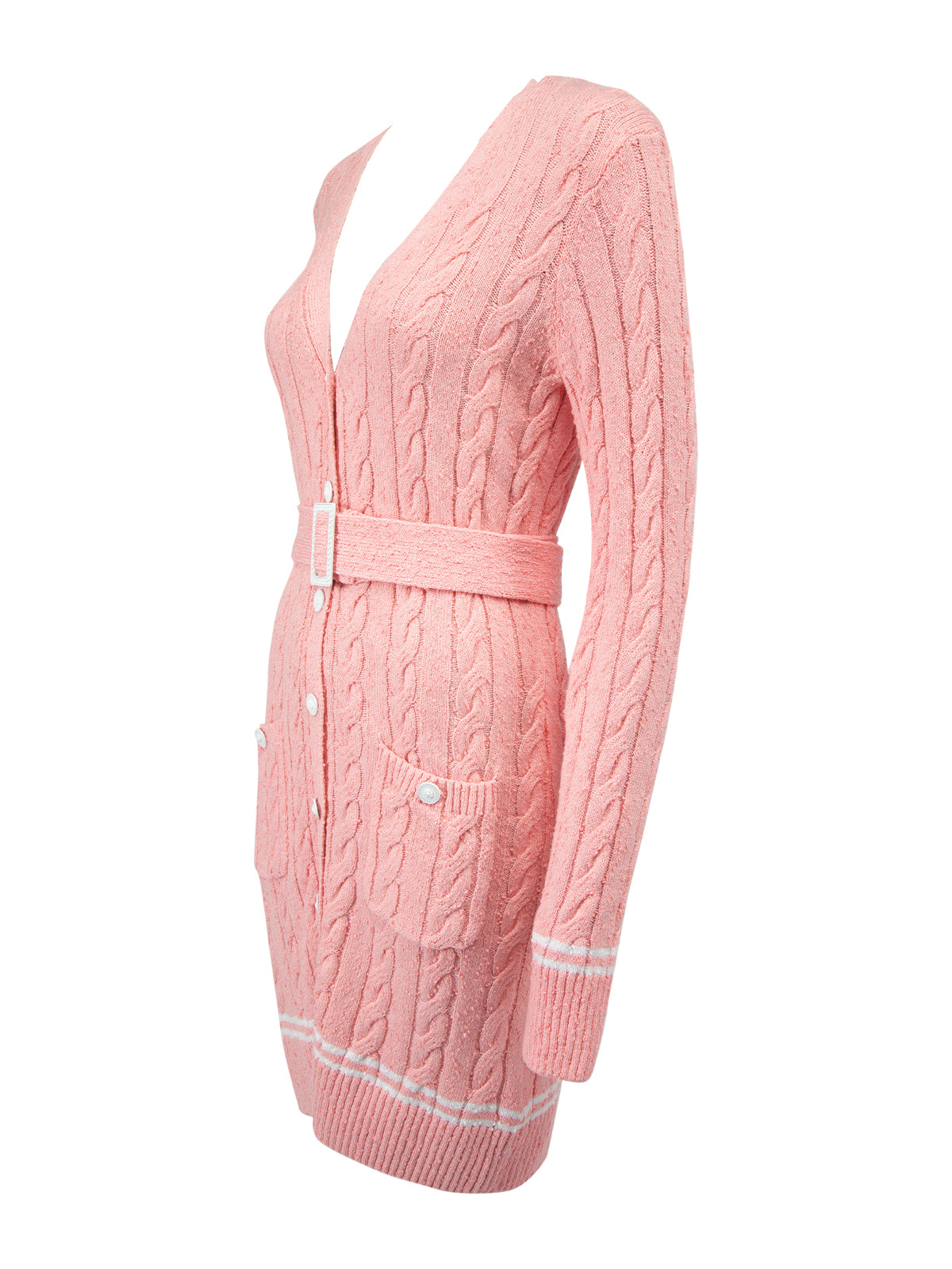 Chanel Long Line Belted Knit Cardigan Handbag