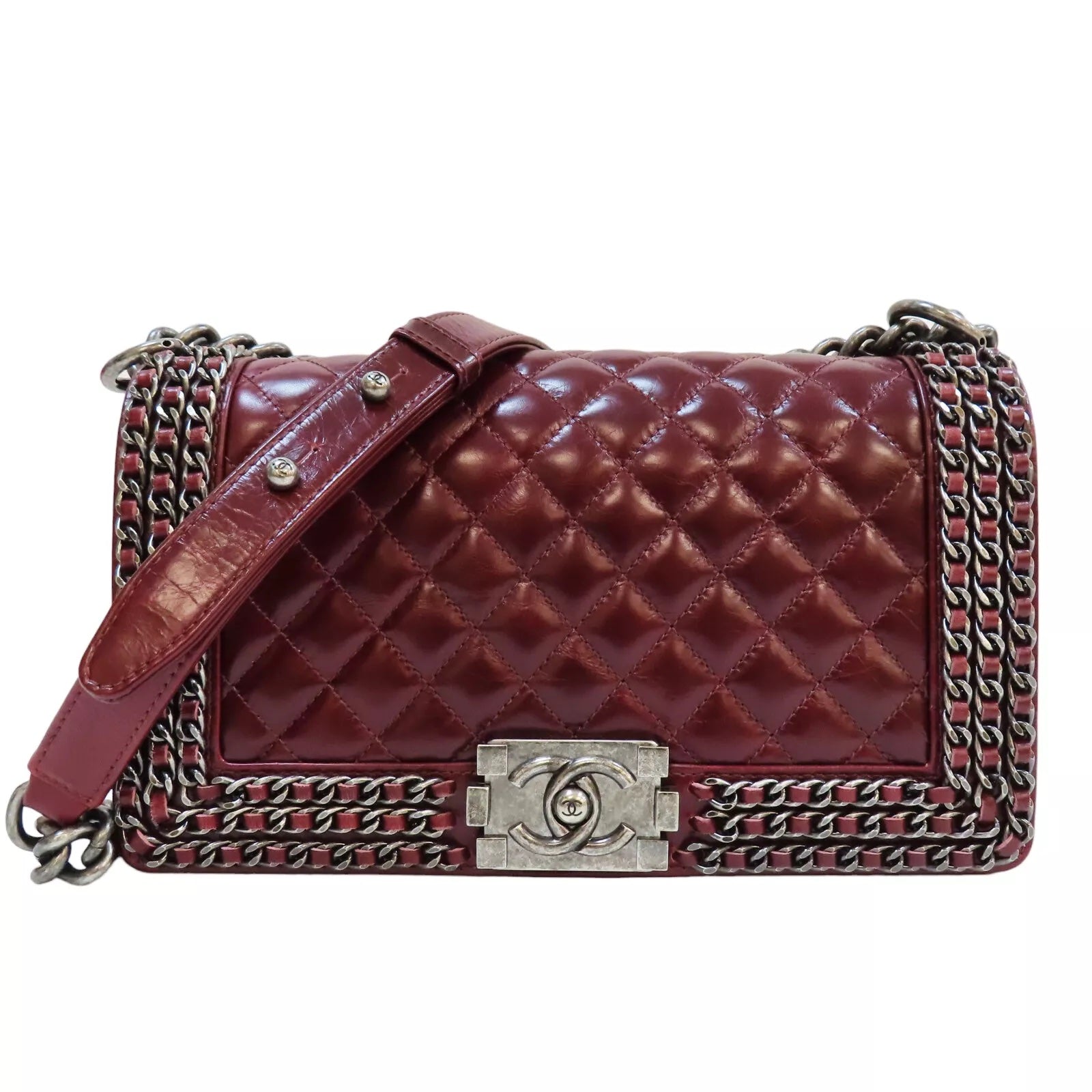 Chanel QUILTED CALFSKIN AROUND MAXI BOY Leather Handbag